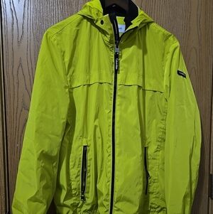 Calvin Klein Bright Yellow Hooded Jacket Size Medium Full Zip